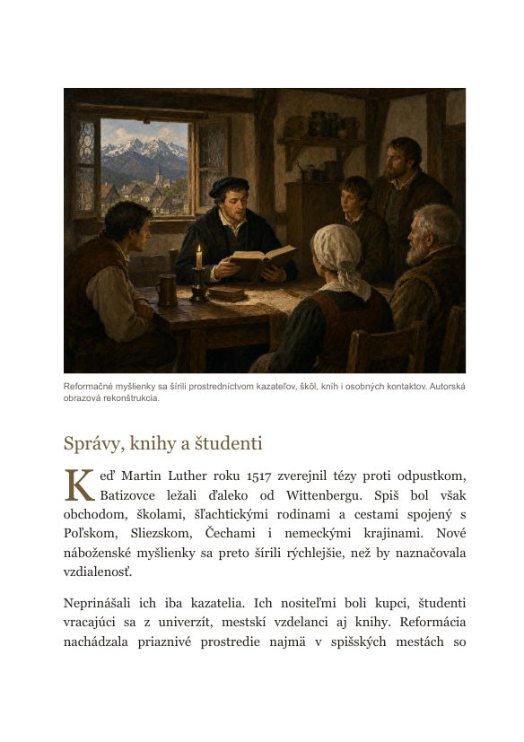 Reformácia prichádza pod Tatry