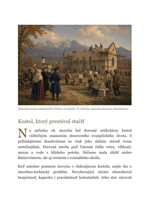 Od dreveného kostola k tolerančnému chrámu
